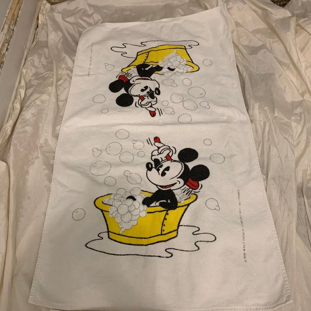 Vintage Disney Mickey Mouse in a bath rectangular towel bathmat hand towel baby